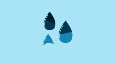 Blue Water drop icon isolated on blue background. 4K Video motion graphic animation.