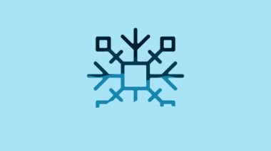Blue Snowflake icon isolated on blue background. 4K Video motion graphic animation.