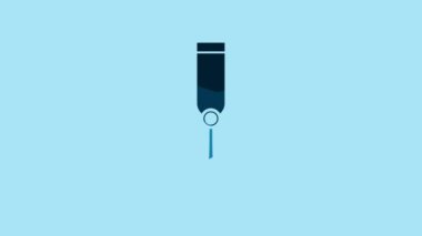 Blue Jewish goblet icon isolated on blue background. Jewish wine cup for kiddush. Kiddush cup for Shabbat. 4K Video motion graphic animation.