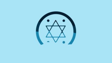 Blue Jewish coin icon isolated on blue background. Currency symbol. 4K Video motion graphic animation.