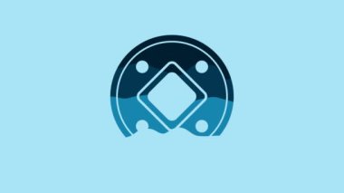 Blue Jewish coin icon isolated on blue background. Currency symbol. 4K Video motion graphic animation.