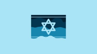 Blue Flag of Israel icon isolated on blue background. National patriotic symbol. 4K Video motion graphic animation.