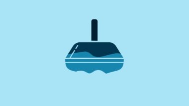 Blue Hanukkah dreidel icon isolated on blue background. 4K Video motion graphic animation.