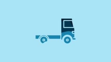 Blue Delivery cargo truck vehicle icon isolated on blue background. 4K Video motion graphic animation.