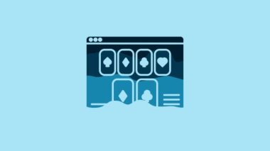 Blue Online poker table game icon isolated on blue background. Online casino. 4K Video motion graphic animation.
