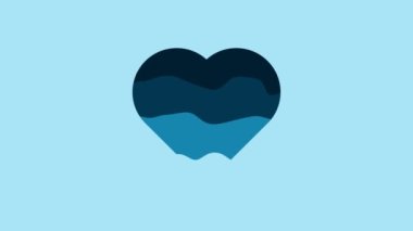 Blue Playing card with heart symbol icon isolated on blue background. Casino gambling. 4K Video motion graphic animation.