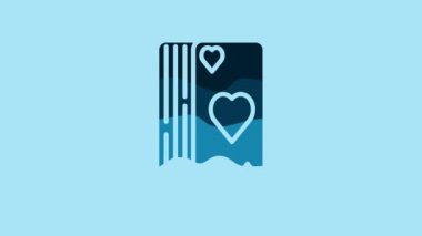 Blue Deck of playing cards icon isolated on blue background. Casino gambling. 4K Video motion graphic animation.