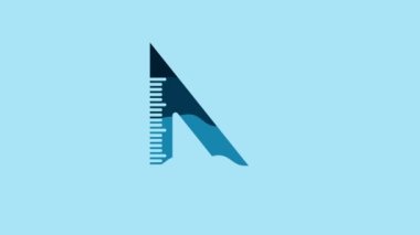 Blue Triangular ruler icon isolated on blue background. Straightedge symbol. Geometric symbol. 4K Video motion graphic animation.