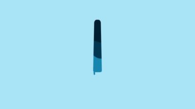 Blue Pen icon isolated on blue background. 4K Video motion graphic animation.