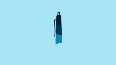 Blue Pen icon isolated on blue background. 4K Video motion graphic animation.