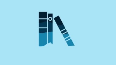 Blue Office folders with papers and documents icon isolated on blue background. Office binders. Archives folder sign. 4K Video motion graphic animation.
