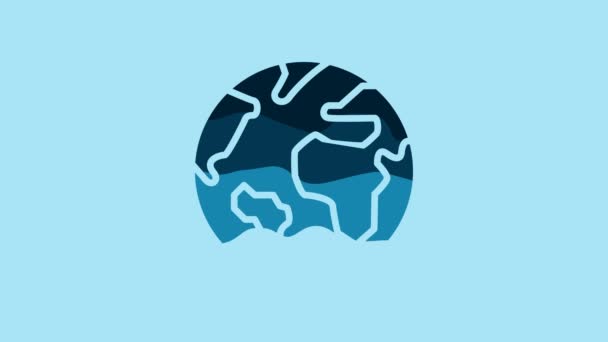 Blue Earth Globe Icon Isolated Blue Background World Earth Sign — kuvapankkivideo
