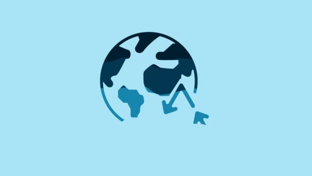 Blue Planet Earth Recycling Icon Isolated Blue Background Environmental Concept — Stockvideo