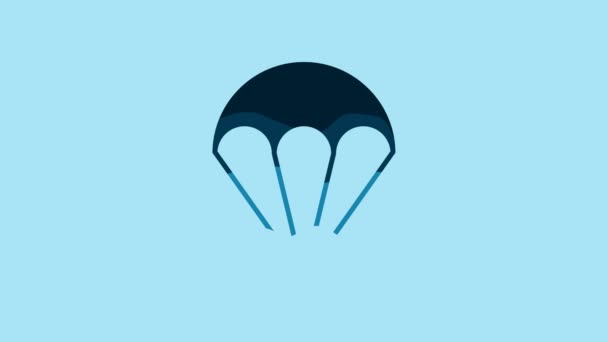 Blue Parachute Icon Isolated Blue Background Extreme Sport Sport Equipment — Vídeos de Stock
