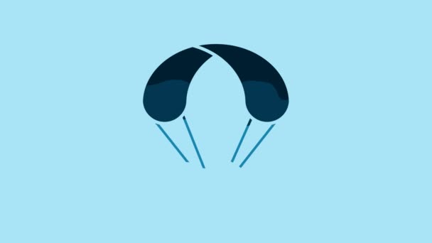 Blue Parachute Icon Isolated Blue Background Extreme Sport Sport Equipment — Wideo stockowe