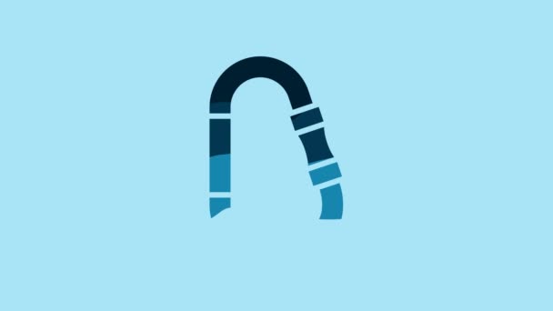 Blue Carabiner Icon Isolated Blue Background Extreme Sport Sport Equipment — Stock video