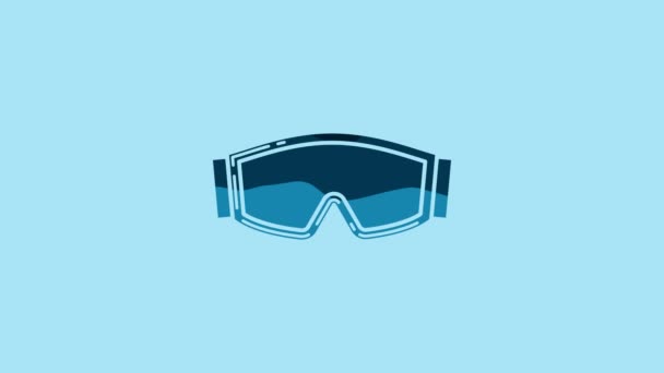 Blue Ski Goggles Icon Isolated Blue Background Extreme Sport Sport — стоковое видео