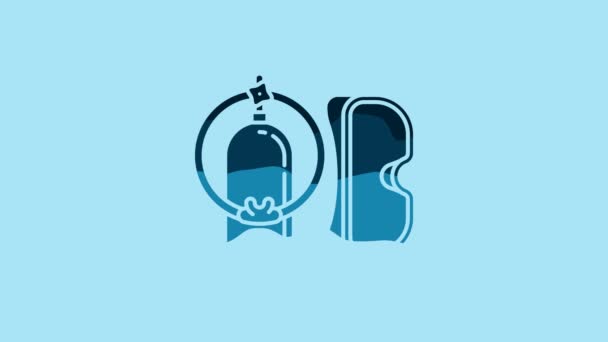 Blue Diving Mask Aqualung Icon Isolated Blue Background Oxygen Tank — Stockvideo