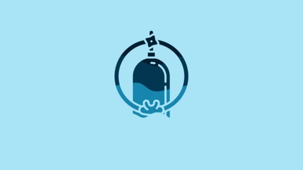 Blue Aqualung Icon Isolated Blue Background Oxygen Tank Diver Diving — стоковое видео