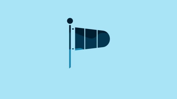 Blue Cone Meteorology Windsock Wind Vane Icon Isolated Blue Background — 图库视频影像