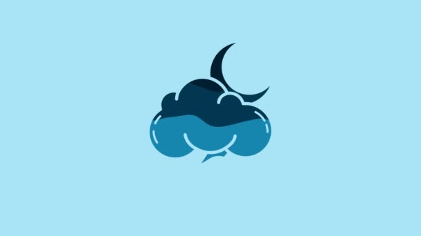 Blue Storm Icon Isolated Blue Background Cloud Lightning Moon Sign — Wideo stockowe