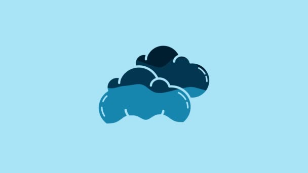 青の背景に隔離された青の雲のアイコン 4Kビデオモーショングラフィックアニメーション — ストック動画