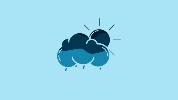 Blue Cloud Rain Sun Icon Isolated Blue Background Rain Cloud — 비디오