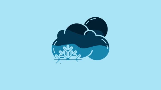 Blue Cloud Snow Sun Icon Isolated Blue Background Cloud Snowflakes — Vídeos de Stock