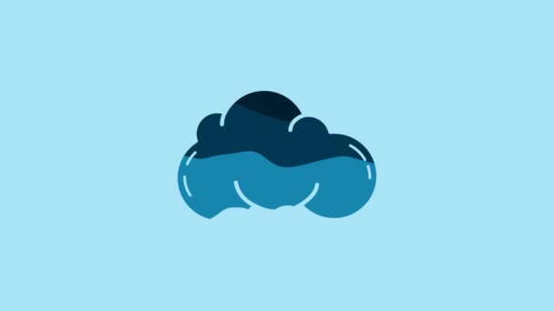 青の背景に隔離された青の雲のアイコン 4Kビデオモーショングラフィックアニメーション — ストック動画
