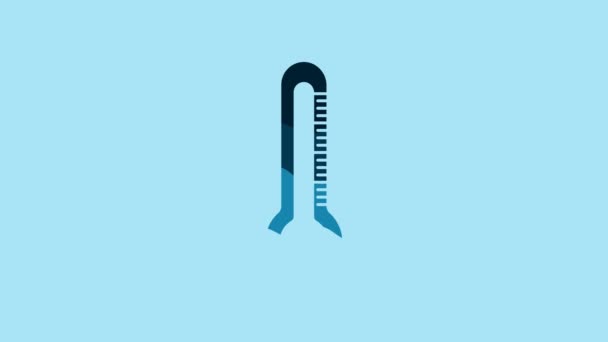 Blue Thermometer Icon Isolated Blue Background Video Motion Graphic Animation — Vídeos de Stock