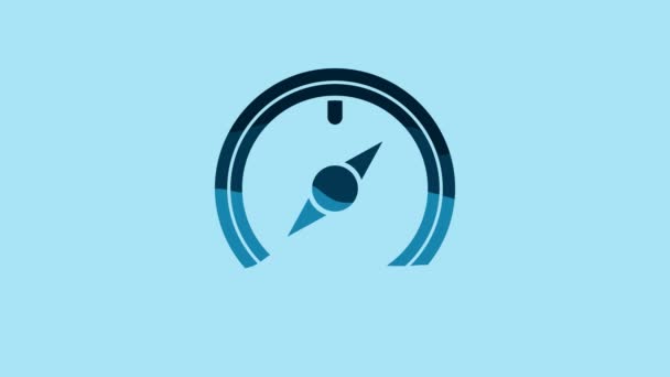蓝色的玫瑰图标隔离在蓝色的背景 旅行的指南针图标 导航设计 4K视频运动图形动画 — 图库视频影像