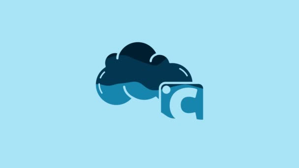 Blue Celsius Cloud Icon Isolated Blue Background Video Motion Graphic — Stockvideo