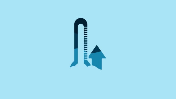 Blue Thermometer Icon Isolated Blue Background Video Motion Graphic Animation — Αρχείο Βίντεο