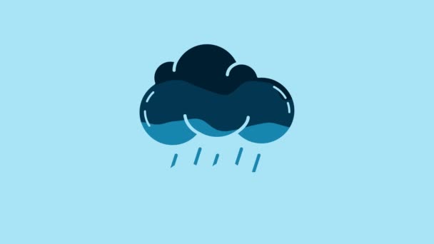 Blue Cloud Rain Icon Isolated Blue Background Rain Cloud Precipitation — Αρχείο Βίντεο