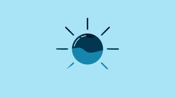 Blue Sun Icon Isolated Blue Background Video Motion Graphic Animation — Wideo stockowe