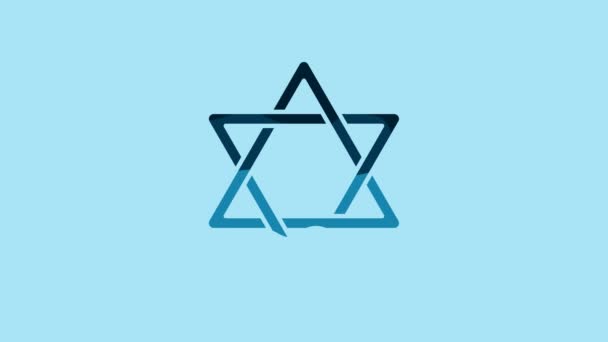 Blue Star David Icon Isolated Blue Background Jewish Religion Symbol — Stock videók