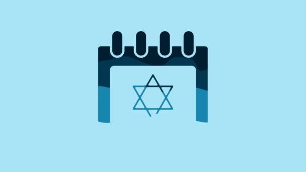 Blue Jewish Calendar Star David Icon Isolated Blue Background Hanukkah — Video