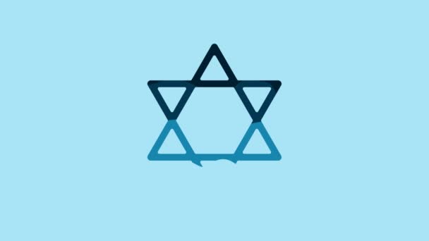 Blue Star David Icon Isolated Blue Background Jewish Religion Symbol — Stockvideo