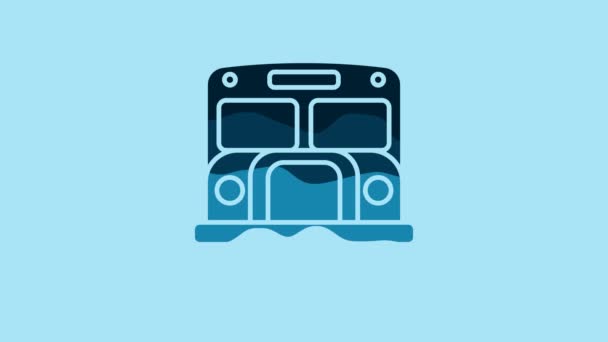 Blue School Bus Icon Isolated Blue Background Public Transportation Symbol — Vídeos de Stock