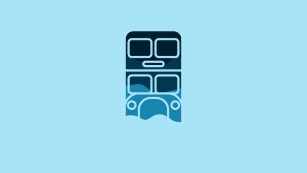 Blue Double Decker Bus Icon Isolated Blue Background London Classic — стоковое видео