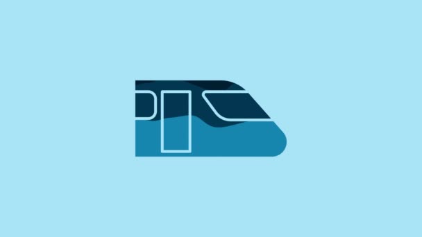 Blue Train Icon Isolated Blue Background Public Transportation Symbol Subway — Stockvideo