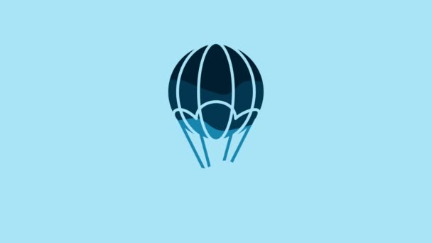 Blue Hot Air Balloon Icon Isolated Blue Background Air Transport — Stockvideo