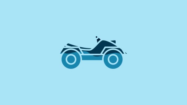 Blue All Terrain Vehicle Atv Motorcycle Icon Isolated Blue Background — Stockvideo