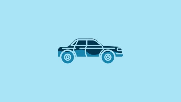 Blue Sedan Car Icon Isolated Blue Background Video Motion Graphic — 비디오