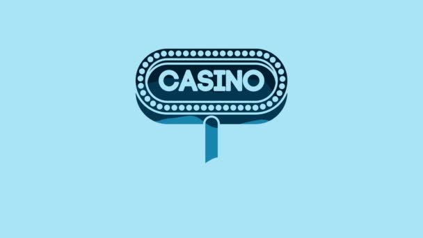Blue Casino Signboard Icon Isolated Blue Background Video Motion Graphic — Video Stock