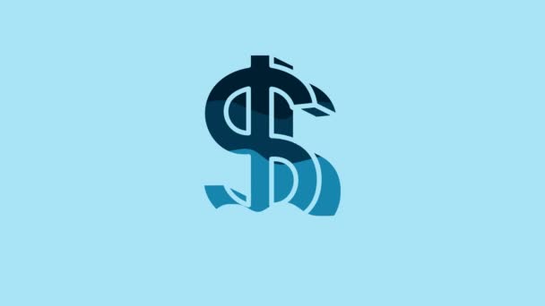 Blue Dollar Symbol Icon Isolated Blue Background Cash Money Wealth — Stockvideo