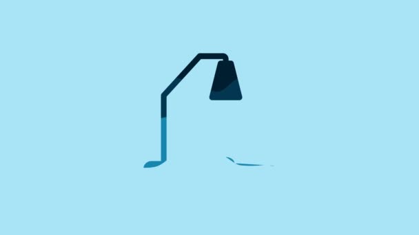 Blue Workplace Table Lamp Open Book Icon Isolated Blue Background — Video