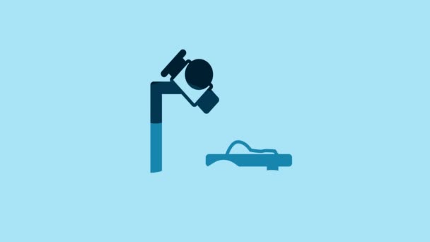 Blue Microscope Icon Isolated Blue Background Chemistry Pharmaceutical Instrument Microbiology — Stock videók