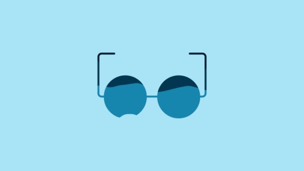 Blue Glasses Icon Isolated Blue Background Eyeglass Frame Symbol Video — Vídeos de Stock
