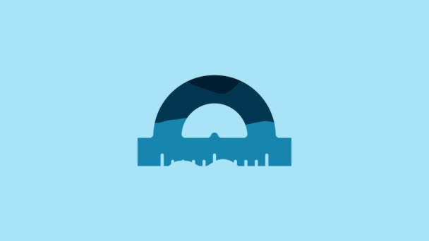 Blue Protractor Grid Measuring Degrees Icon Isolated Blue Background Tilt — Wideo stockowe
